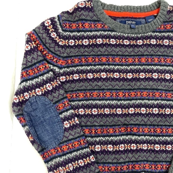 Baker by Ted baker BOYS 10/12 Fair Isle Stripe Knit Cotton Blend Sweater - Picture 2 of 4